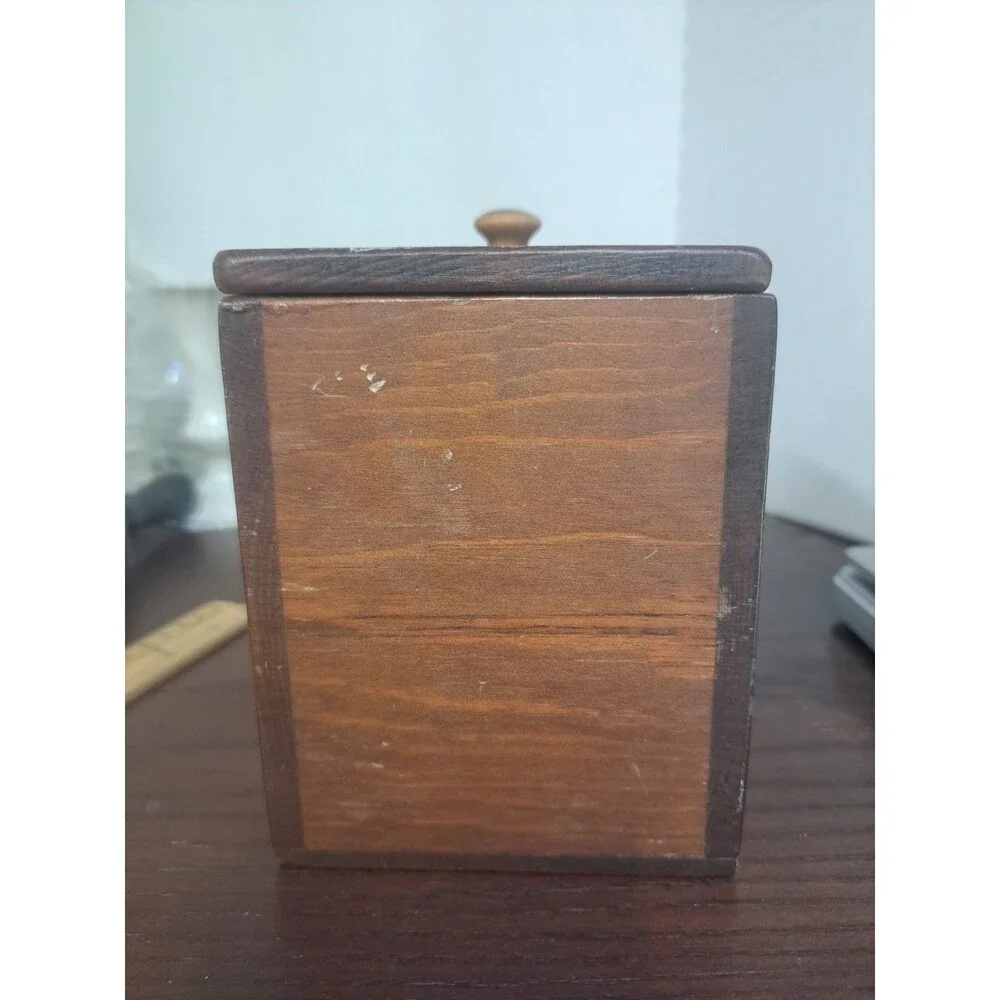 Vintage Wooden Recipe Box With Decoupaged Floral Living Things Poem